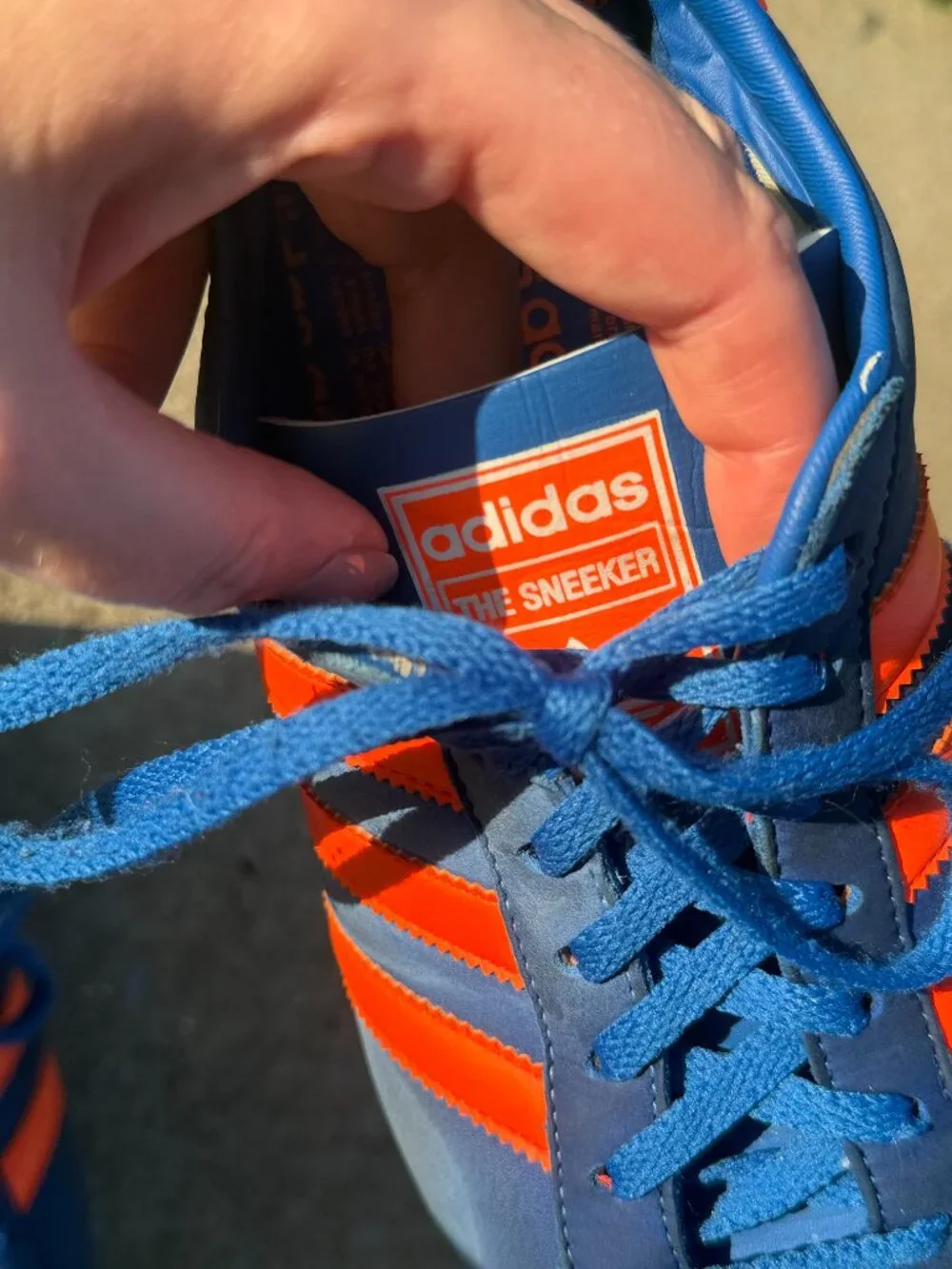 Adidas The Sneeker G14507 Mens 8.5 Blue Orange Leather Retro Terrace Y2K 4023